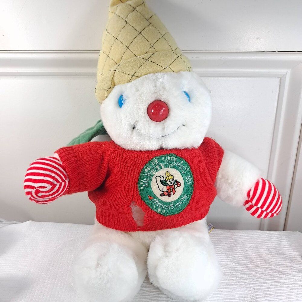 Vintage MR. BINGLE‎ plush UNIVERSITY Maison Blanche 1989 Made Korea red sweater